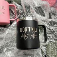 Tasse à café isotherme en acier inoxydable avec logo personnalisé, 12 oz et 14 oz, revêtement poudré, double paroi sous vide, avec poignée et couvercle