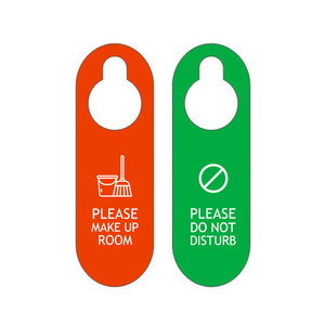 Hotel Door Sign Red Green PVC 80x250mm Double Sided Please Make Up Room Do Not Disturb Notice Board - Product Image 1