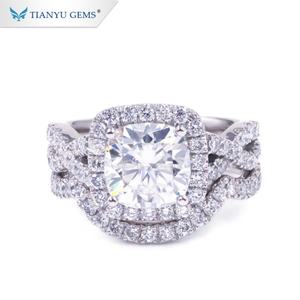 Tianyu Gems Customized Super Brightly Cushion Cut 2ct Moissanite Wedding <b>Rings</b> 14k Jewelry - Product Image 3