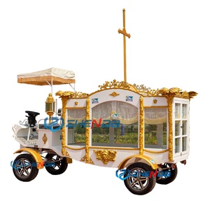 White Electric Funeral Hearse Hearse Funeral Car High Luxury Hearse Carriage for Sale Golden Cross Special Transportation - Product Image 2