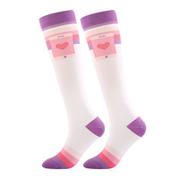 Chaussettes de sensibilisation au cancer du sein, chaussettes à ruban rose, chaussettes de compression pour le cancer du sein pour femmes