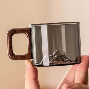 Taza de Té Reutilizable de Vidrio Borosilicato con Asa de Madera, Pequeña Capacidad, Ecológica y Duradera, para Oficina y Hogar - Product Image 1