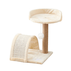 Structure d'escalade pour chat moderne en peluche, personnalisée en usine, avec plateforme de saut intégrée, colonne à griffer et design de nid en sisal - Product Image 1