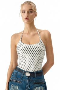 Sexy Solid Halter Tank <b>Top</b> for Women Backless Shortsleeve Breathable Knitted <b>Cropped</b> <b>Cami</b> for Casual Streetwear - Product Image 2