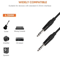 Câble audio stéréo équilibré TRS mâle à mâle 6.35MM pour moniteurs de studio clavier de basse