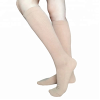 Chaussettes de compression antidérapantes en coton et élasthanne jetables personnalisées pour infirmières, couleur chair, pour fasciite plantaire au printemps