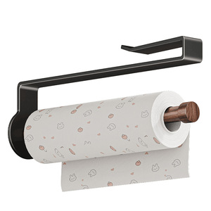 Walnut Wood <b>Kitchen</b> Paper Towel Holder Roll Paper Storage Rack Minimalist Design Easy Installation Cabinet Accessory - Product Image 5