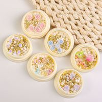Accessoires pour nail art, fleurs en 3D couleur bonbon, manucure, perles dorées, breloques pour ongles DIY