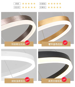 Hiện đại Led vòng tròn đèn Mặt dây chuyền 3cct d600mm đen treo thay đổi độ sáng cách âm trần trong nhà ánh sáng cho khách sạn Văn Phòng phòng tập thể dục - Product Image 6