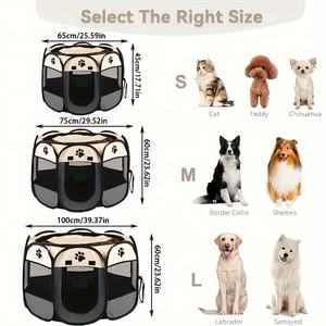 เต็นท์สุนัขแบบพกพากลางแจ้งระบายอากาศได้ดีมีซิปปิดรั้วโลหะไฟเบอร์แปดเหลี่ยมออกแบบรั้วกั้นให้สัตว์เลี้ยงในร่ม - Product Image 5