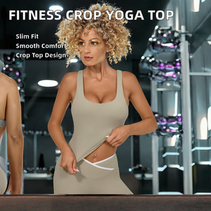 Training Exercise Lifting Cycling Running Tennis Workout Fitness <b>Top</b> Yoga Seamless Front Logo Sports Bra <b>Women</b> Padded Crop Tank - Product Image 2