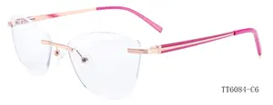 New Model Of Designer Ladies Eyewear Rimless Metal Eyeglasses Frames Optical Frame For Women