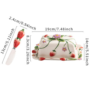 Creative Cute Strawberry Céramique <span class=keywords><strong>Beurre</strong></span> Plat Boîte à Fromage pour Maison Restaurants <span class=keywords><strong>Cuisine</strong></span> - Product Image 6