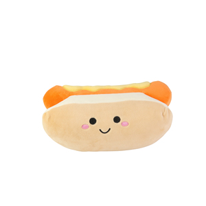 Peluche moderne beige de 10 pouces en forme de hot-dog pour anniversaire avec impression numérique NYFY-1256 MOQ 100 - Product Image 1