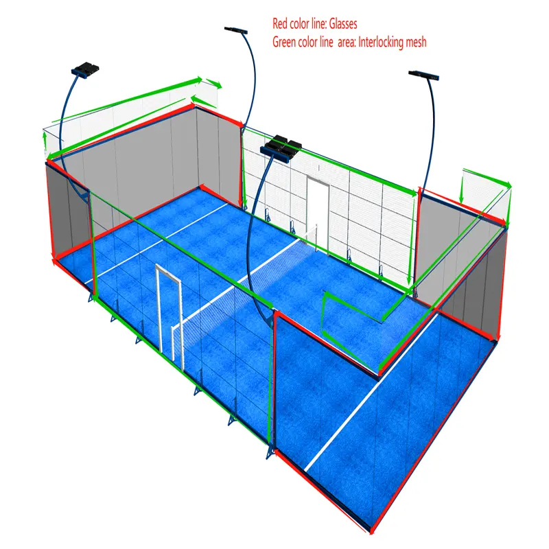 UNI 10*20M Outdoor Paddle Courts Middle East Cheap Price Blue Padel Tennis Court Multipurpose With High quality