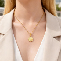 Collar de Acero Inoxidable 316L con Medallón de Serpiente en Oro de 18K, Colgante de Moneda con Diseño de Rayos de Sol, Joyería Mística Vintage Impermeable para Mujer