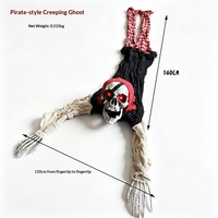Halloween Skeleton Ornament, Light & Sound Pirate Crawling Ghost, Haunted House Escape Room Scene Decor Props Wholesale