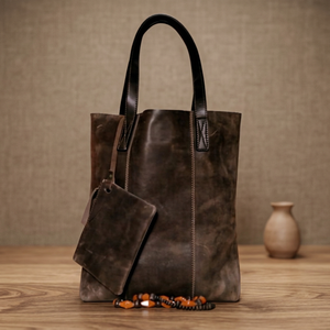 Sac à main pliable en cuir de buffle véritable BS INTERNATIONAL, décontracté, durable, grande capacité, avec bandoulière - Product Image 2