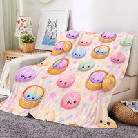 Nouvelle Couverture en Flanelle Douce et Moelleuse à Motif Amusant de Dumpling Kawaii, Imprimé Bao Steamer Mignon, Plaid Décoratif en Polaire Douce
