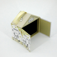Boîte cadeau mignonne en forme de maison à imprimé floral, emballage portable élégant en carton avec poignée