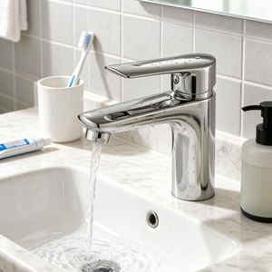 Robinet de lavabo en alliage de zinc à poignée unique avec design à trou unique, robinet mélangeur chaud et froid pour salle de bain avec noyau en céramique - Product Image 6