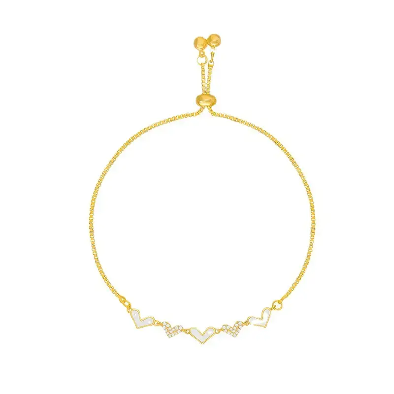 SL60354 Fashion design placcato in oro zircone gioielli da donna conchiglia cuore scorrevole braccialetti con ciondoli