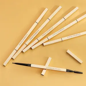 Wholesale thin brow slim gold double sided eyebrow pencil waterproof suppliers custom private label no logo eyebrow with brush