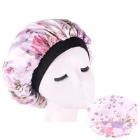 Gorro de Dormir Unisex al por Mayor con Banda Ancha y Estampado Floral, Gorro de Satén para Uso Diario en Todas las Estaciones