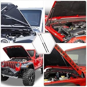 2 Piezas de Soportes de Elevación para Capó Delantero, Amortiguadores, Resortes de Gas para <span class=keywords><strong>Jeep</strong></span> Wrangler (JK) 2007-2018, Patrón de Fibra de Carbono Roja - Product Image 4