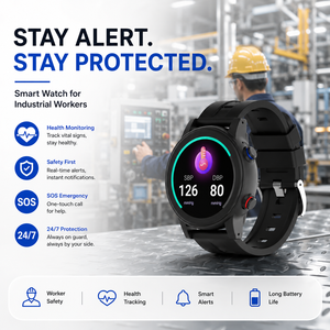 Smartwatch Comodo da Indossare per Lavoratori Industriali, Cinturino Delicato sulla Pelle per Tutto il Giorno con Monitoraggio della Salute e Allarme di Emergenza SOS - Product Image 1