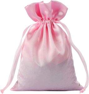 Sacchetti Regalo in Raso <span class=keywords><strong>Rosa</strong></span> 15x20cm con Coulisse, Sacchetti in Seta per Gioielli, Bomboniere Matrimonio, Baby Shower, con Motivo a Lettere - Product Image 1