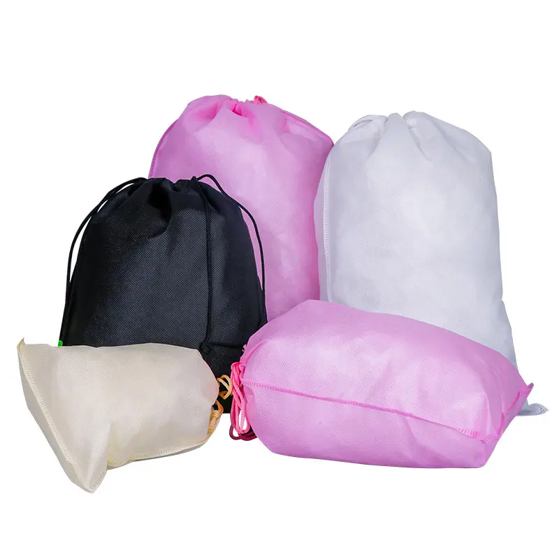 Custom reusable draw string nonwoven fabric dust bag eco friendly non-woven shoes storage pouch non woven drawstring bag