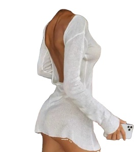 2024 primavera e l'estate le ultime novità da donna traspiranti moda abito a <span class=keywords><strong>maniche</strong></span> <span class=keywords><strong>lunghe</strong></span> a maglia senza schienale puro - Product Image 1