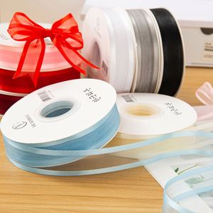 Cinta de malla de satén de gasa transparente de doble cara de 2.5 cm con borde ancho, 100% poliéster, ecológica, para embalaje de cajas de regalo, pasteles y flores - Product Image 4