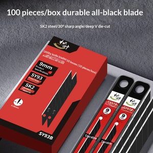 FixedNow – Lot de 100 lames de rechange de 9 mm en acier au carbone japonais extra-affûtées pour couteaux de coupe/artisanat – Lames noires pour tapis - Product Image 3