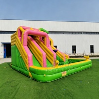 Toboggan aquatique gonflable commercial à 3 voies avec piscine, toboggan géant gonflable en PVC pour parc aquatique extérieur, idéal pour les entreprises de location