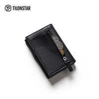 Portefeuille Pop-up en Cuir Véritable Grain Litchi TVC302LP avec Logo Personnalisé, Porte-cartes en Aluminium Anti-RFID et Poche Zippée