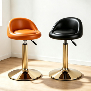 Tabouret de bar moderne en cuir PU rotatif à 360° avec dossier, hauteur réglable, idéal pour cliniques de tatouage et salles à manger - Product Image 3