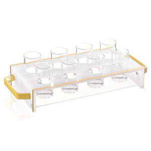 Nouveaux produits Judaica : Ensemble à liqueur en Lucite motif brindille, présentoir classique transparent pour Pessa'h, cadeau pour la maison juive ou un mariage, idéal pour Shabbat et Yom Tov - Product Image 3