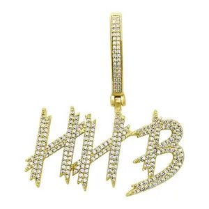 Personalizado VVS Moissanite diamante nombre letra colgante diseñador de lujo Hip Hop diamante joyería fina colgante para mujeres hombres