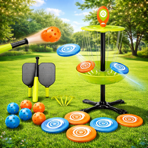 Juego de <span class=keywords><strong>3</strong></span> en 1 para Niños al Aire Libre: Disco de Golf, Palas de Pickleball y Bate de Béisbol, Juguetes Deportivos Familiares para Jardín, Seguros y Duraderos de PP - Product Image 1