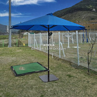 Parasol de terrasse commercial octogonal moderne pliable de 3,5 m avec mât central en acier, tissu anti-UV UPF 50+ de qualité supérieure et manivelle