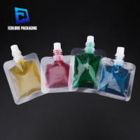 Sachets souples à bec verseur transparents en PET de qualité alimentaire pour jus, café, boissons et cocktails, 100ml, 200ml, 380ml, vente en gros