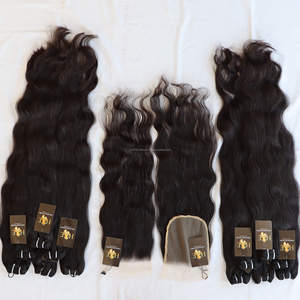 Mèches de cheveux indiens bruts vierges avec closure en dentelle, closure en cheveux de vison bruts 4x4 5x5 6x6 7x7, closure en dentelle suisse HD - Product Image 1