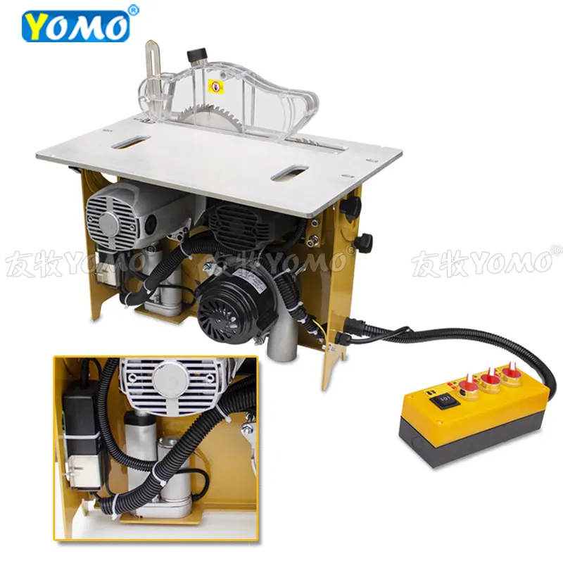 mini 2 in 1 wood precision table panel saw with main saw and scoring saw blade woodworking for MDF 4.6kw 25kg