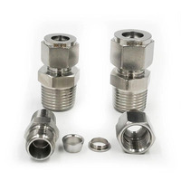 Connecteur à compression double ferrule mâle en acier inoxydable droit NPT BSP avec anneaux de coupe pour gaz hydraulique eau