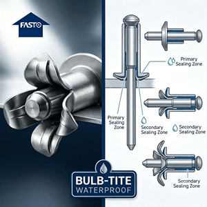 Rivets aveugles étanches Tri-Fold <span class=keywords><strong>Bulb</strong></span>-<span class=keywords><strong>Tite</strong></span> - Fer et aluminium 3/16"X1/2" Type bulbe pour matériaux fins/souples - Product Image 1