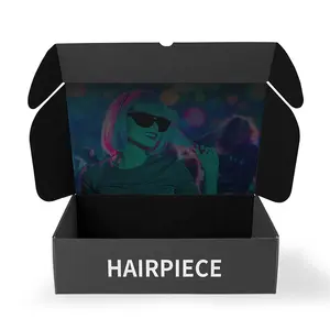 주문 광택 있는 박판 머리 가발을 위한 다채로운 서류상 우송 물결 모양 우송자 상자 비행기 발송 상자