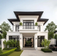Maison préfabriquée modulaire de luxe moderne chinoise, villa préfabriquée moderne avec piscine, 280 m2 de surface habitable + 45 m2 de terrasse avec 4 chambres