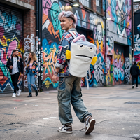 Sac à dos en tissu peluche à poils courts personnalisé avec broderie de caractéristiques faciales, sac à dos décontracté quotidien OEM ODM pour enfants